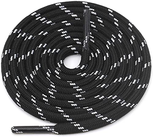 GRAH SANGRAH® Shoelaces for Hiking Shoes, Outdoor Walking Sneakers, Outdoor Hiking, Climbing, Basketball, Work Boot, Running, Sport Shoes (120 Cm/48 Inch, BLK WHT)