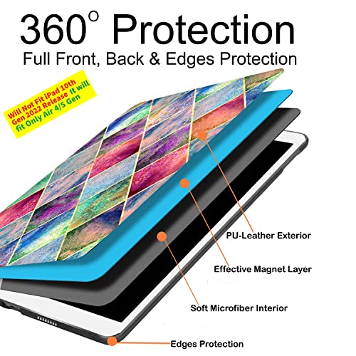 Image of DuraSafe Cases for iPad Air 5th 4th 6th 11th [ Air 11 /6 2024 /5 2022 /4 2020 ] A2588 A2316 MYFQ2HN /A MYFN2HN /A MYFQ2HN /A UltraSlim Printed Smart PU Leather Flip Folio Book Cover - Diamond Grid