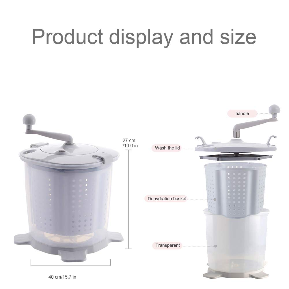 Washers Mini Lavatrice Manuale Piccola Lavatrice da Tavolo con Manico e cestello dell'Acqua Rimovibile, Lavatrice Portatile a disidratazione Rapida, per Campeggio all'aperto in Famiglia