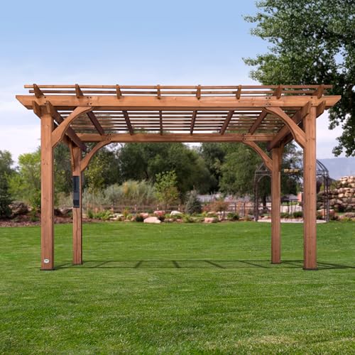 Backyard Discovery Beaumont 14' x 10' Traditional Cedar Wood Pergola Kit with Trellis Roof, All-Season Durability, High-Wind Rating, PowerPort, Shade for Outdoor Patio, Deck, Garden, and Entertaining - image 6