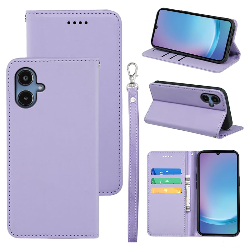 適用 Galaxy A25 5G ケース 手帳型 ギャラクシーA25 5G SC-53F SCG33 用 手帳型ケース スマホケース カバー 手帳型 PUレザー カード収納 財布型 耐衝撃 ケース マグネット スタンド機能付き 5色(Galaxy A25 5G SCG33 SC-53F 用 ケース 手帳型) (パープル)
