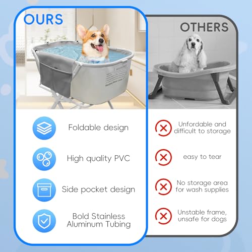Portable-Dog-Bath-Tub-Elevated-Dog-Bathtub-Pet-Wash-Station-for-Bathing-Shower-and-Grooming-IndoorOutdoor-Foldable-Pet-Bath-Tub-for-Small-Medium-Large-Size-Dogs-Cats-Pet-and-Other-Pet Portable Dog Bath Tub Elevated Dog Bathtub Pet Wash Station for Bathing Shower and Grooming IndoorOutdoor Foldable Pet Bath Tub for Small Medium Large Size Dogs Cats Pet and Other Pet