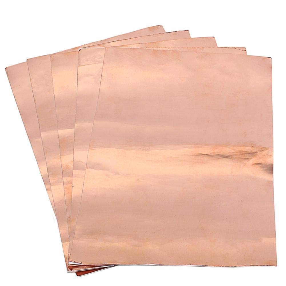 Bclla Zkenshan-Copper Sheet 5pcs Copper Foil Sheet Conductive Adhesive Tape Electro Magnetic Interference Shielding Electric Guitar Repair Tool, High Purity and Durable (Color : 5pcs)