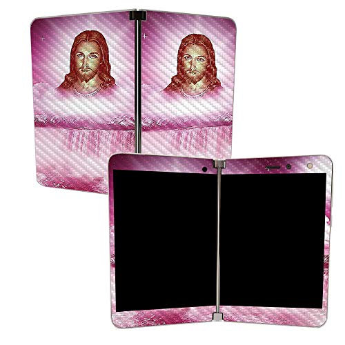 Image of MightySkins Carbon Fiber Skin for Microsoft Surface Duo - Jesus | Protective, Durable Textured Carbon Fiber Finish | Easy to Apply, Remove, and Change Styles | Made in The USA