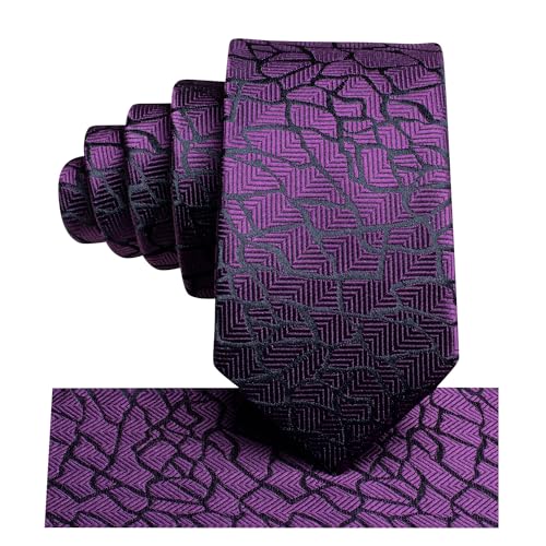 Image of Hi-Tie Father and Son Tie Set Striped Plaid Ties for Men and Boys Silk Necktie Pocket Square Set for Wedding Gifts
