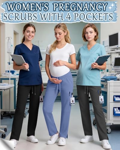 Image of 3 Pack Women's Maternity Scrub Cargo Pants