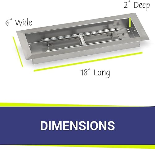 Miniatura 2 de American Fireglass Sartén y quemador rectangular de acero inoxidable para hoguera, duradero, fácil de instalar y quitar, incluso quemar,