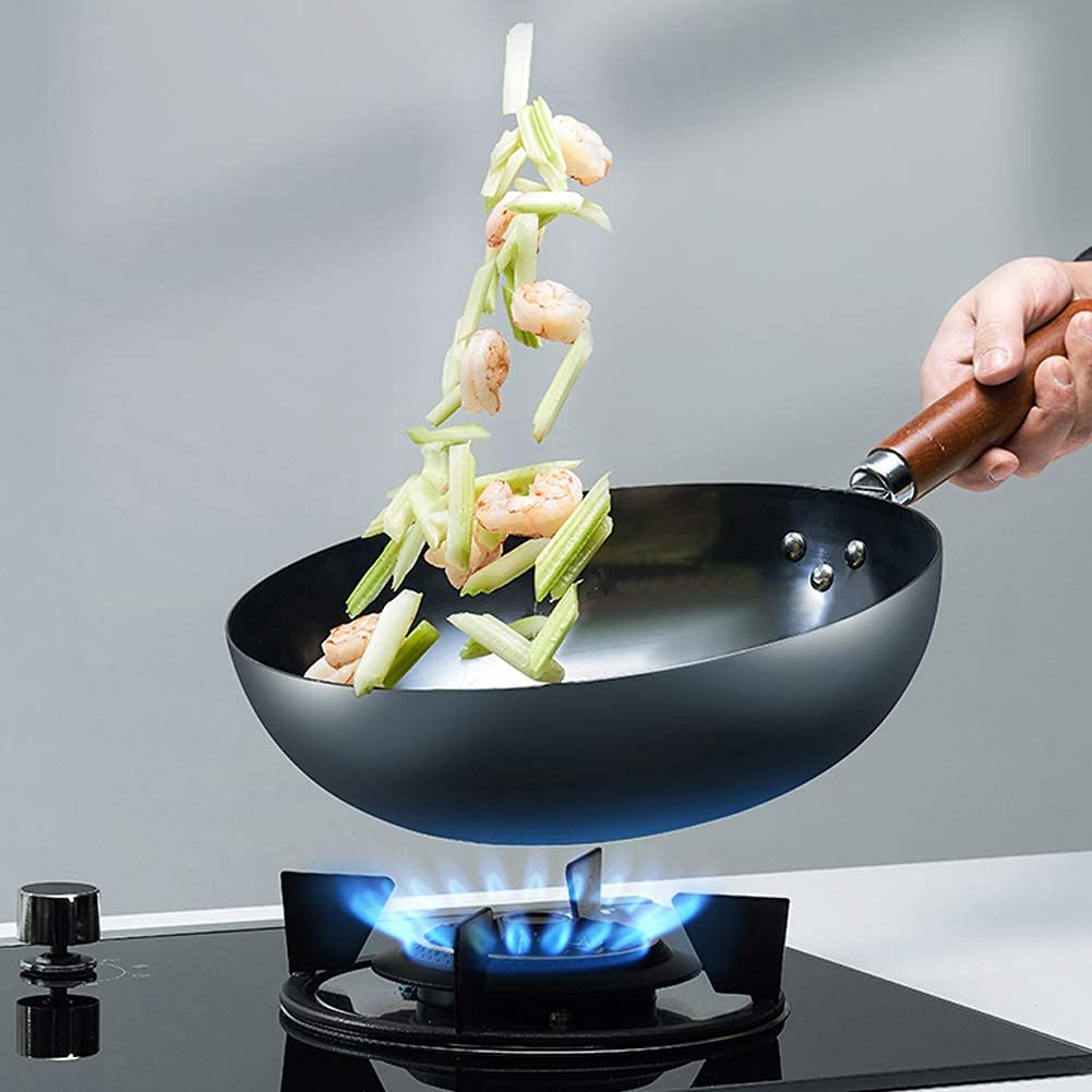 ノンスティック中華鍋 大きめ*4 Amazon｜中華鍋ノンスティック中華鍋、大型鉄鍋、家庭用昔ながら