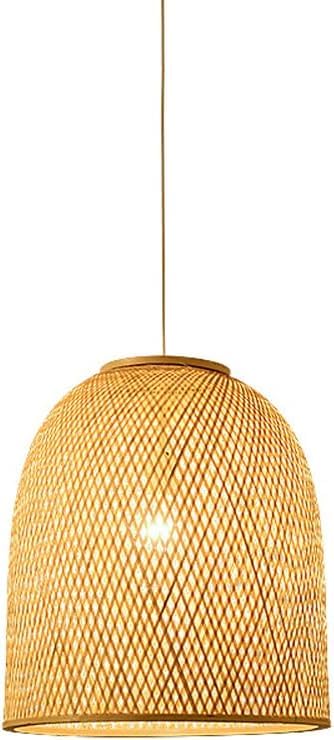 Lustre en bambou artisanal 40x45cm suspension rotin fait main pour îlot cuisine