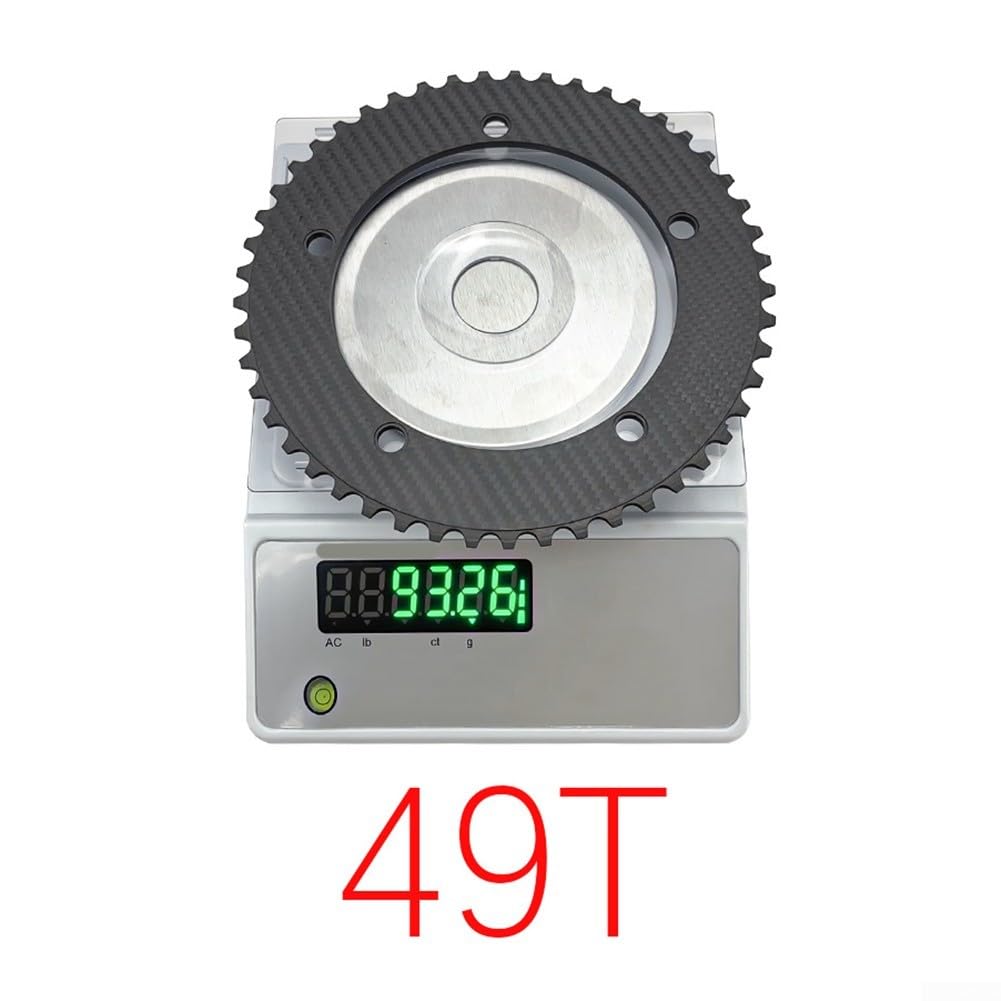 Plato de fibra de carbono para bicicleta de pista de engranaje fijo Bcd144 49t de una sola velocidad negro (49T)