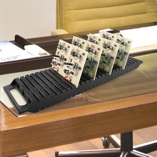 Image of PCB Rack 25-Slot Anti-Static Circuit Board Holder with Double-Ear Stability Design for Electronic Component Storage and Soldering Work 18.70X5.31X1.33 Inches 3-Pack