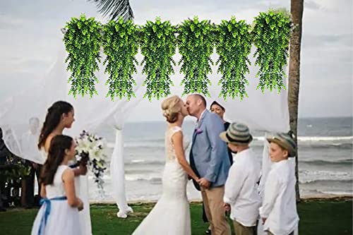 Vopie 2Pcs Artificial Eucalyptus Leaf Rattan Fake Hanging Plant Faux Greenary Vine Outdoor Uv Resistant Plastic Plants For Wedding Party Home Decor #TOP4