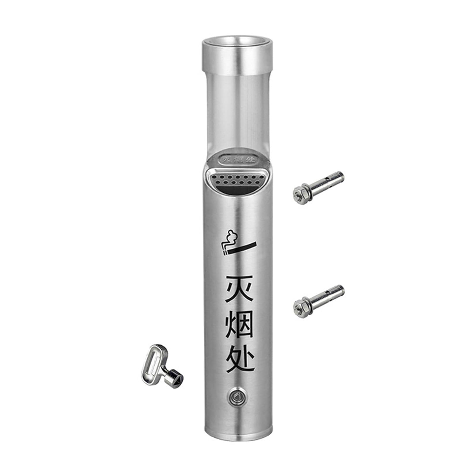 ashtray, Lockable Stainless Steel Outdoor Cigarette Butt Container - Durable Metal Ash Tray