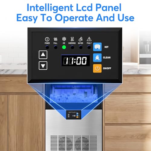 Image of SOZT Under Counter Ice Maker, Gourmet Ice, 120LBS /24H, 35LBS Capacity | Under Counter Ice Maker, Non-Clumping Design, Freestanding Hat Ice Cube Maker for Home, Bar, Restaurant, Office