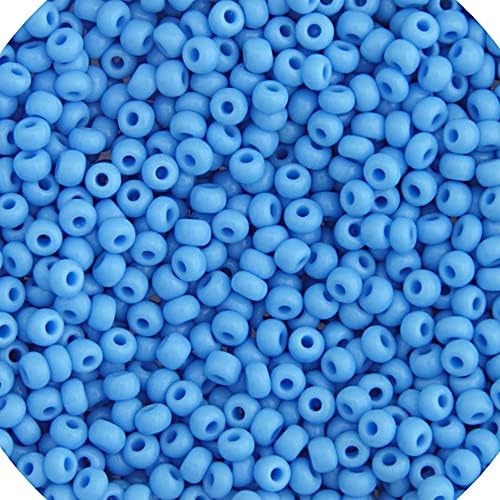 John Bead Czech Glass Seed Beads 8/0, Opaque Light Blue 22g Vial of DIY Jewelry Making Beads Preciosa (Jablonex)