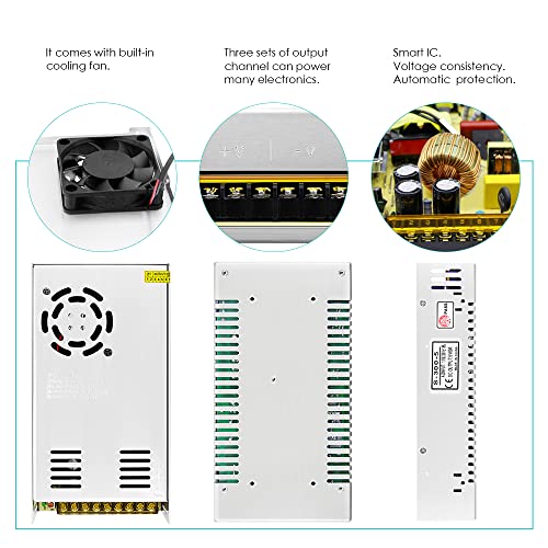 Aclorol 5V Power Supply 70A 350W 110V / 220V AC to DC 5V 70amp Universal Transformer Switching Driver Converter 5V Power Adapter for WS2812B WS2813 LED Strip Pixel Lights CCTV Camera Security System4