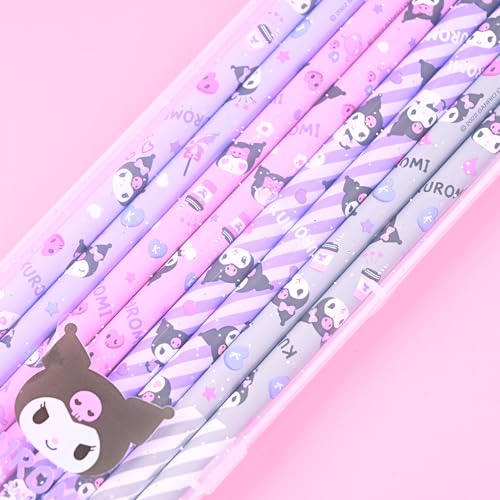 Set de 8 lápices kawaii con estuche plástico claro miniatura 3