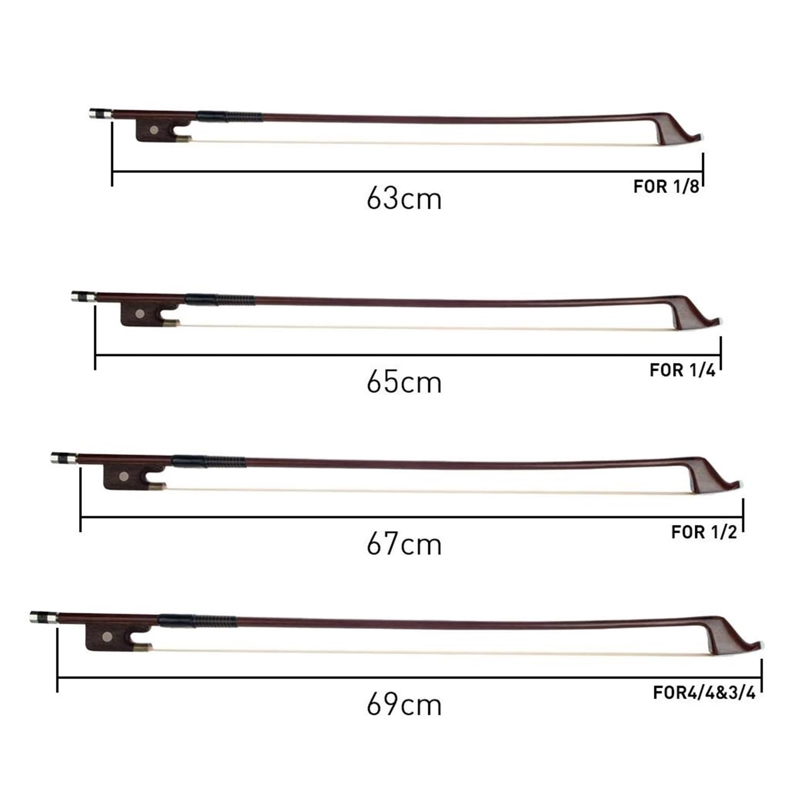 Arcos De Violín De Madera Arco Para Contrabajo Vertical Arco Para Principiantes Crin(1-8 Size)