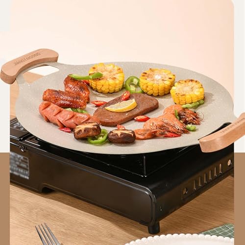 Image of Korean BBQ Grill Cookware Nonstick Griddle Grill Pan for Home Indoor Camping 25cm