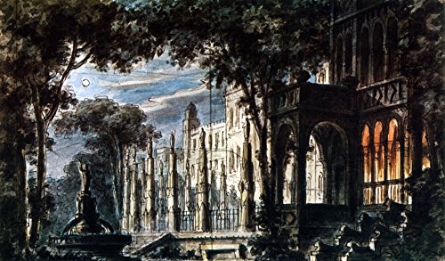 Verdi Il Trovatore Nset Design By Giuseppe And Pietro Bertoja For A Venice Production Of Giuseppe VerdiS Opera Il Trovatore 1853 (Act I Scene 2 The Garden In The Palace) Poster Print by (18 x 24)