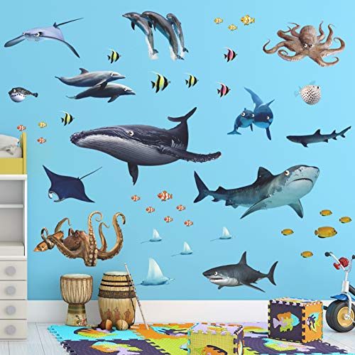 Vinilos 3D decorativos marinos para pared, 4 piezas miniatura 6