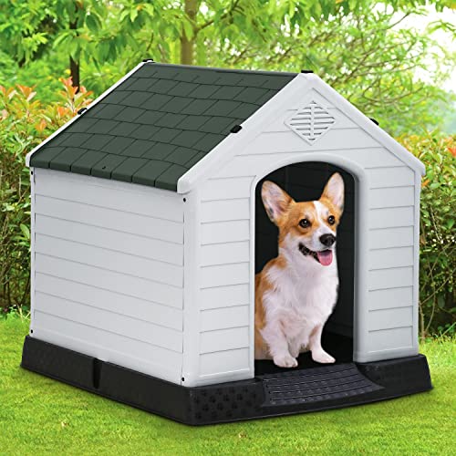 FDW Dog House Indoor Outdoor Durable Ventilate Waterproof Pet Plastic Dog House for Small Medium Large Dogs Insulated Puppy Shelter Kennel Crate with Air Vents and Elevated Floor - Image 3