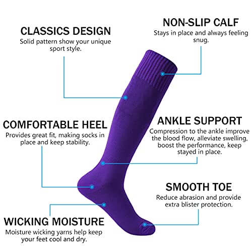 Soccer Softball Football Baseball Knee High Long Tube Team Sports Socks for Men Women Youth 2/6/12 Pairs2