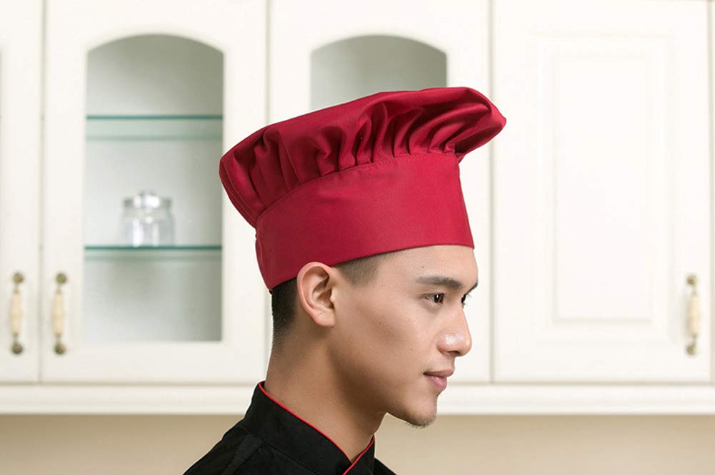 Fumeepro Cappello Da Chef Regolabile Con Elastico - Unisex Adulti E Bambini, In Poliestere E Cotone, Wine Red, Per Ristoranti E Feste A Tema - 3