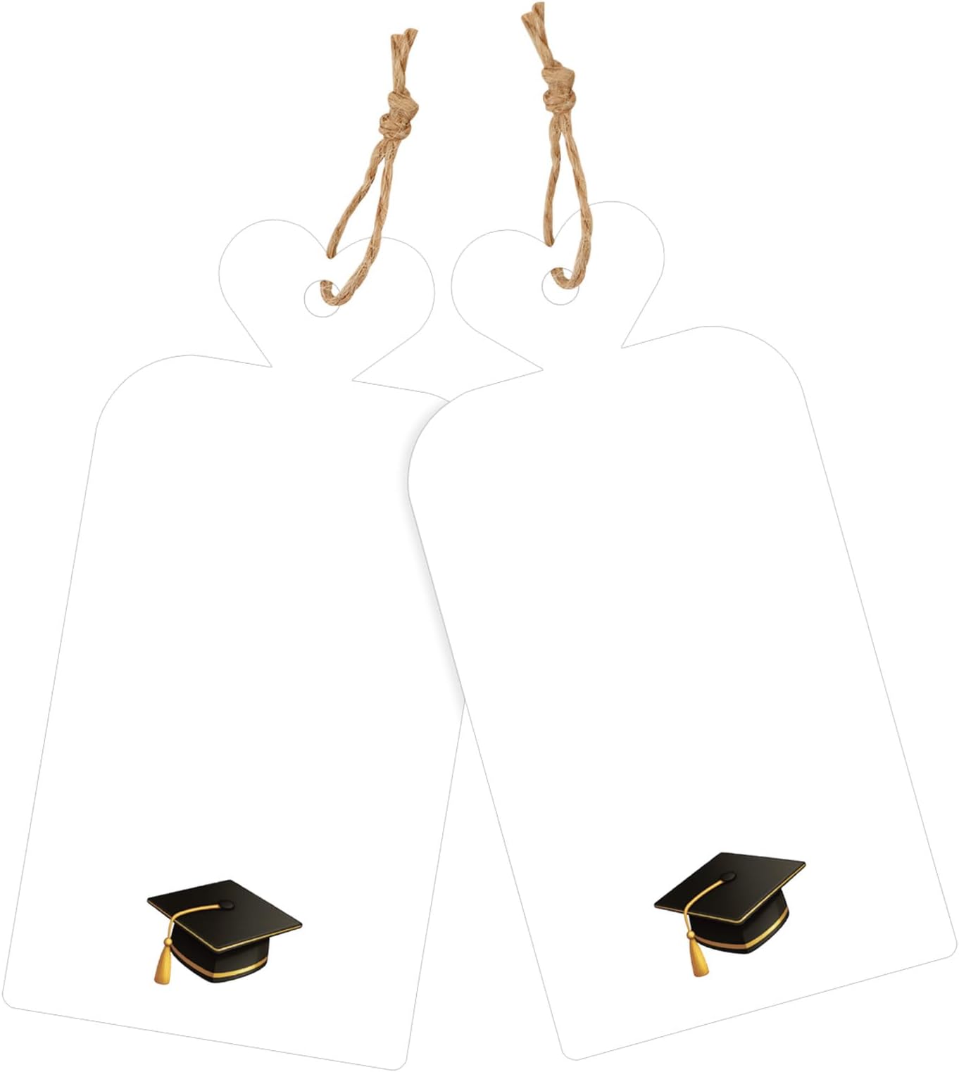 joycraft 100Pcs Graduation Gift Tags with String, 4x2 in Blank Gift Wrapping Tags with Black Grad Cap, White Paper Labels for Graduation Ceremonies, Class of 2026 Congrats Grad Party Favors