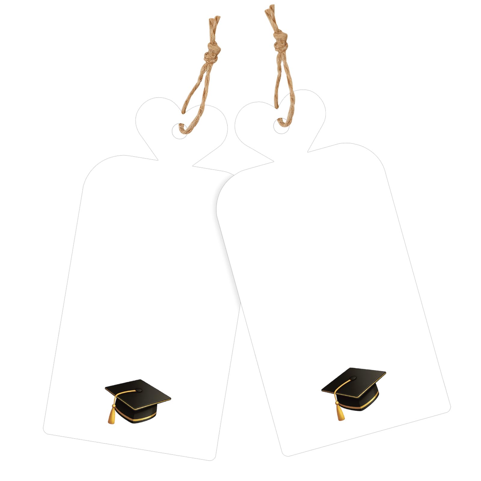 joycraft 100Pcs Graduation Gift Tags with String, 4x2 in Blank Gift Wrapping Tags with Black Grad Cap, White Paper Labels for Graduation Ceremonies, Class of 2026 Congrats Grad Party Favors