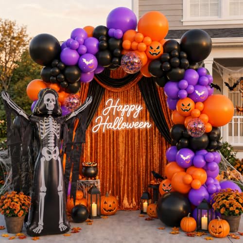 Image of Halloween Balloon Arch Kit, Skeleton Foil Balloon, 119 Pcs