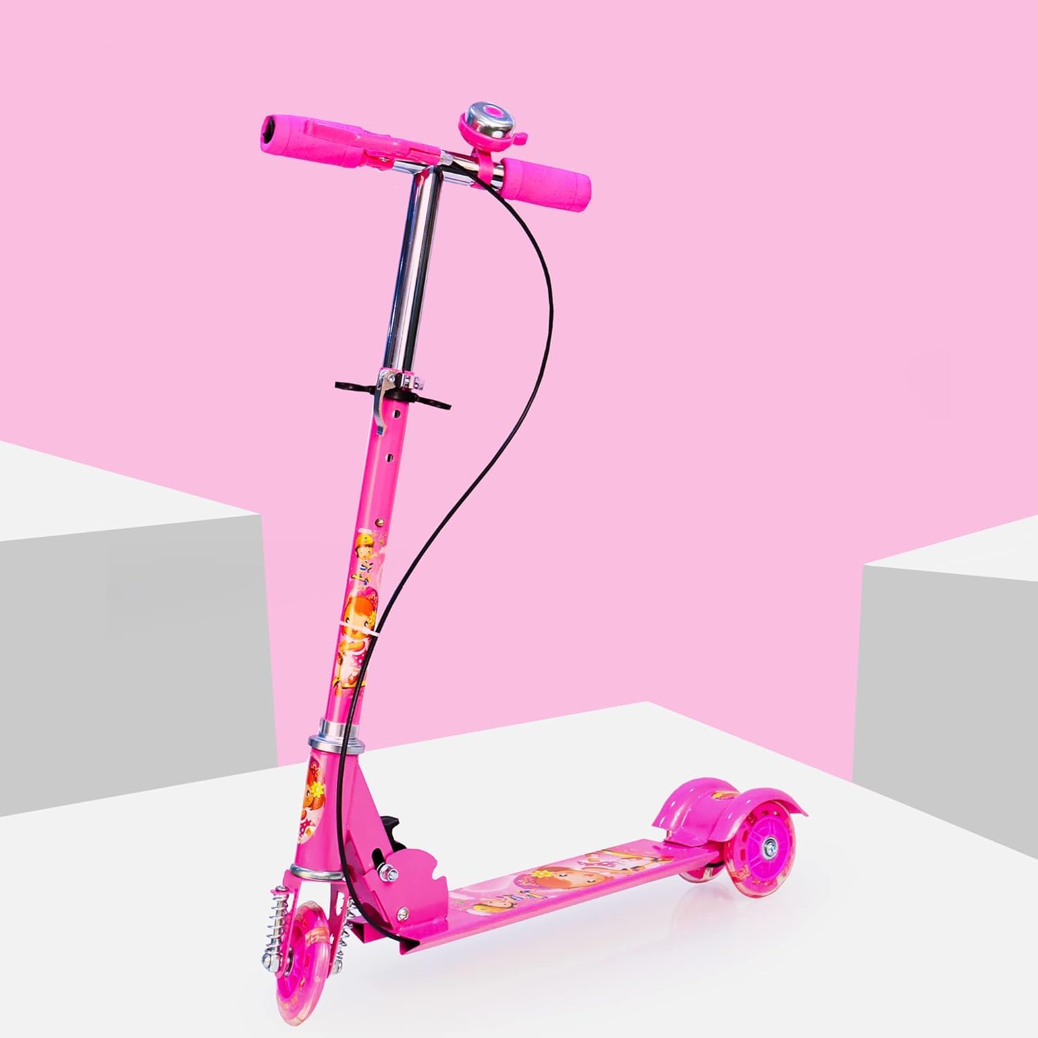 PESOMA Scooter for Kids - Road Runner Scooter for Kids of 5 to 14 Years Age Adjustable Height, Foldable & Weight Capacity 50 kgs Kick Scooter with Brakes-UV Light Lamp Handheld with Base (Pink) (B0DFYL3246) Amazon Price History, Amazon Price Tracker