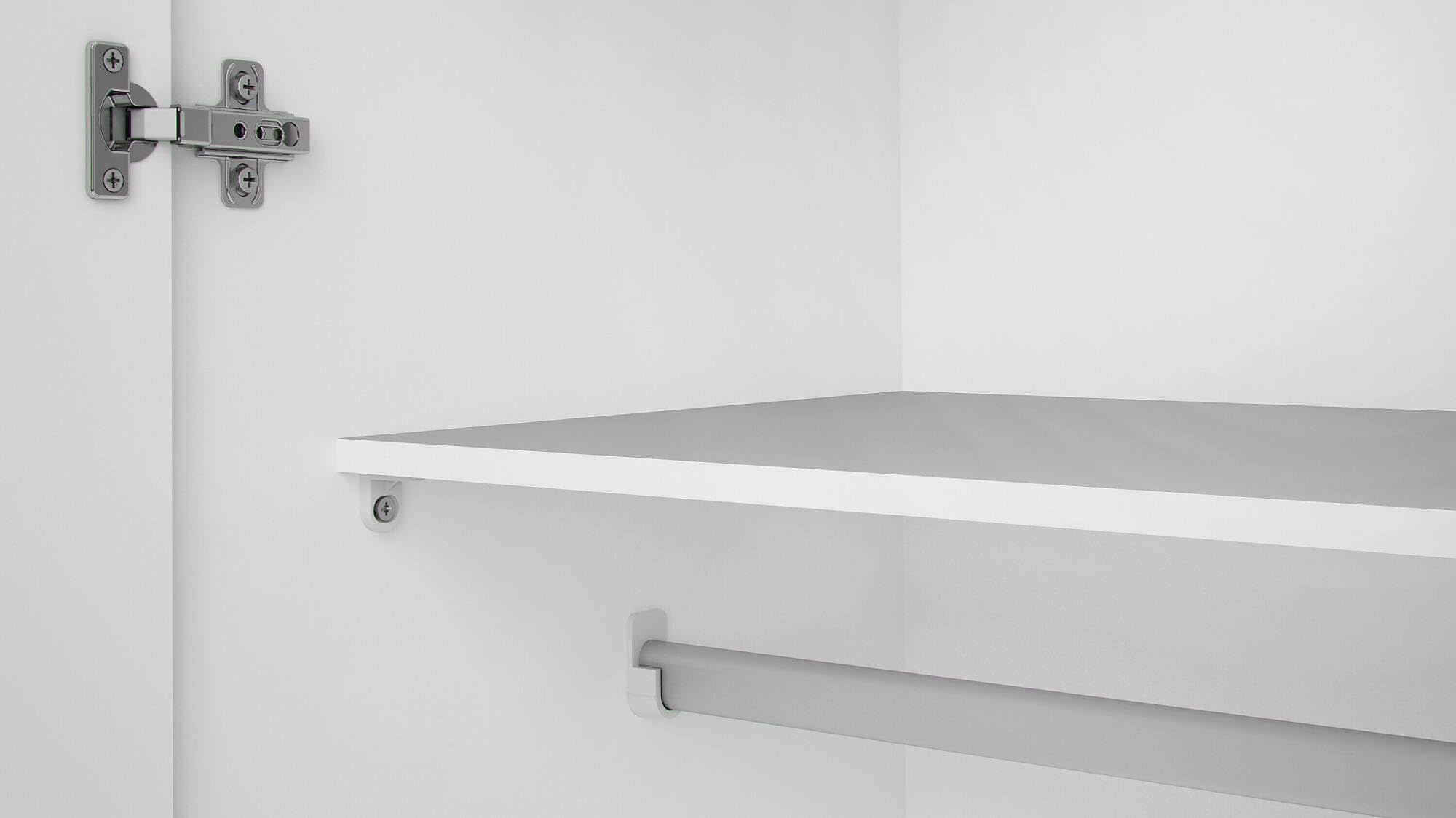 Dmora - Guardaroba 2 ante Paulette, Mobile camera da letto, Cabina armadio portabiti, Armadio appendiabiti, 77x49 h175 cm, Bianco