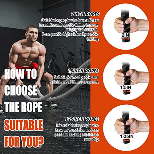 Perantlb Battle Rope with Cloth Sleeve -1.5/2 Inch Diameter 30' 40' 50' Lengths -Gym Muscle Toning Metabolic Workout Fitness, Battle Rope Anchor Strap Kit Included(2" x50ft) by Perantlb - Image 2