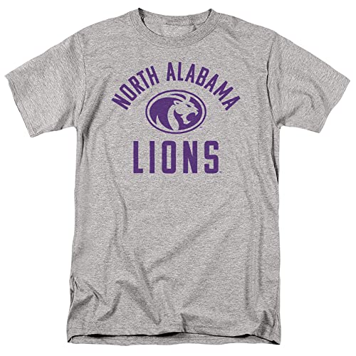 University of North Alabama Official One Color UNA Lions Logo Unisex Adult T-Shirt, Athletic Heather, X-Large