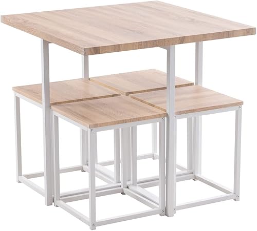 Juego de mesa de comedor de 5 piezas mesa de bar y sillas mesa de bar industrial con altura de mostrador con 4 taburetes muebles de rincón de