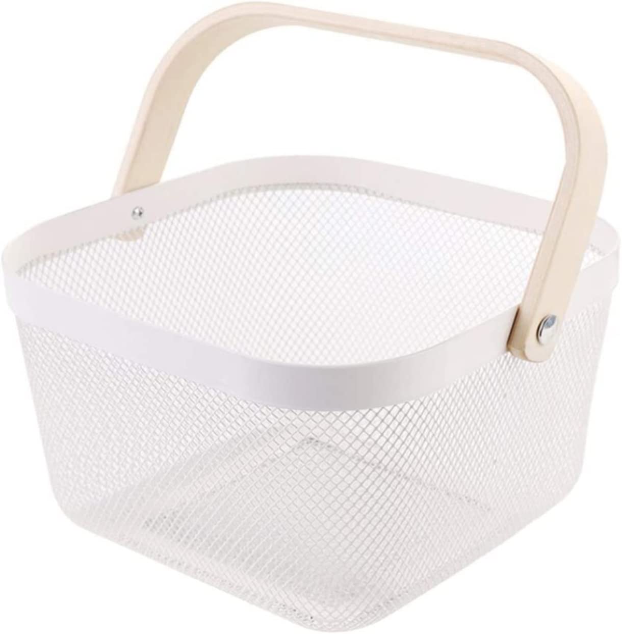 Cesta de picnic de malla con asa para frutas, verduras, utensilios y vajilla, ideal para picnics al aire libre, almacenamiento y compras