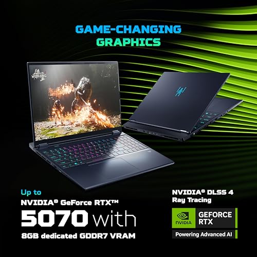 Image of acer Predator Helios Neo 16S AI, Intel Ultra 9 Processor 275HX,RTX 5070-8 GB GDDR7,16 GB /1 TB, WQXGA OLED, 16.0 inch /40.64 cm, 240Hz,Win 11 Home, Abyssal Black,2.3 kg,PHN16S-71, RGB KB,Gaming Laptop