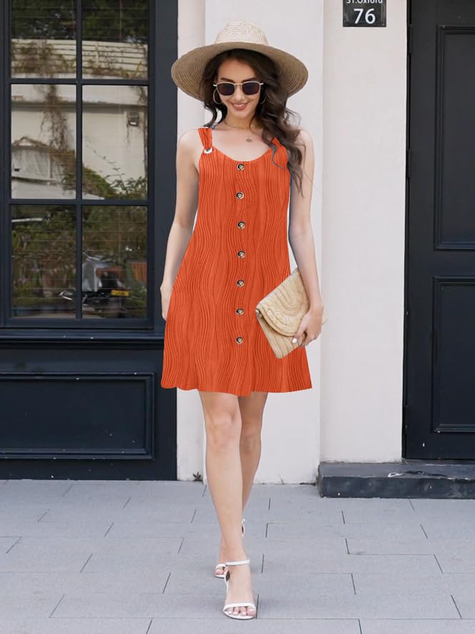 Image of ETCYY Sun Dresses for Women 2026 Vacation Beach Swimsuit Coverups Sundresses Button Down Sleeveless Summer Dress