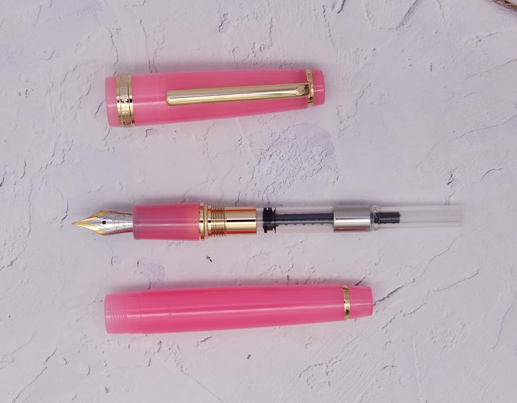 xiaoyu lot de 3 Jinhao 82 stylo plume acrylique, plume iridium, attributs dorés, convertisseur d'encre, stylo à écriture transparente classique et fluide, plume extra-fine (0,38 mm)