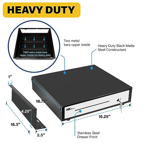 HK SYSTEMS Gaveta aberta para dinheiro SAFE40.6 cm preta resistente 