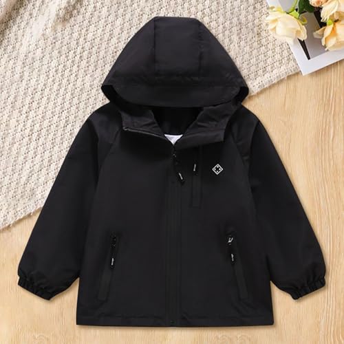 Kids Girls Windbreaker Jacket Solid Color Hooded Coat Teen Fall Winter Long Sleeve Hooded Jacket for Boys4