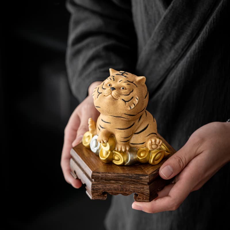 Amazon.co.jp: 干支 置物 寅 虎 とら 置物 陶器製素材 含む 台座