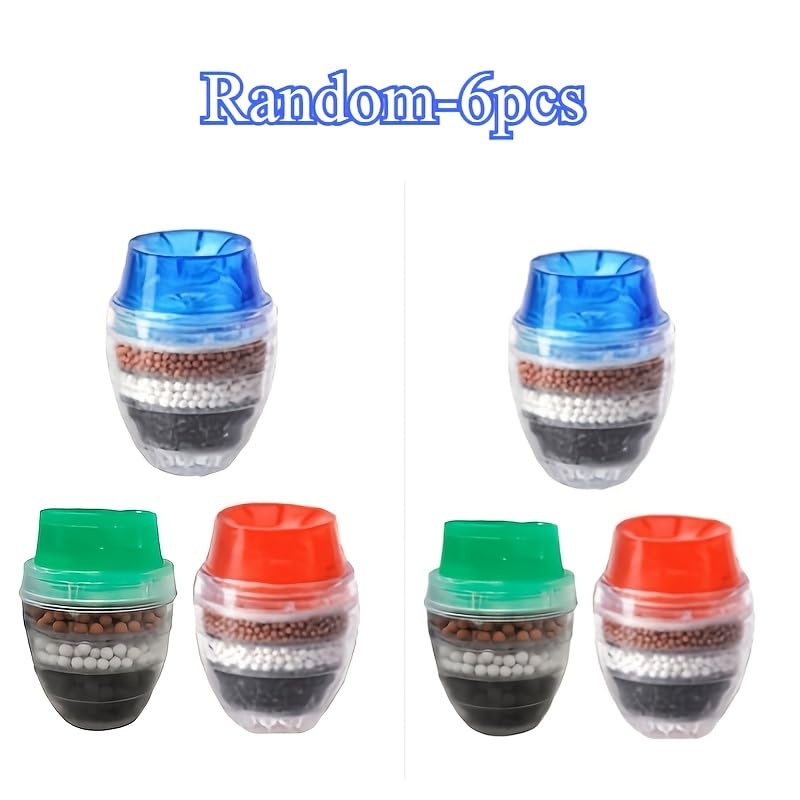 6pcs Water Filter, Kitchen and Bathroom Faucet Activated Carbon Water Filter-Colorful, Easy Purification Tools