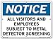 Vestil SI-N-60-C-AL-063 Notice Sign Aluminum .063" Overall Size 14.5"W x 10.5"H All Visitors and Employees Subject to Metal Detector Screening , 10.5" Height, 14.5" Wide, 0.063" Length