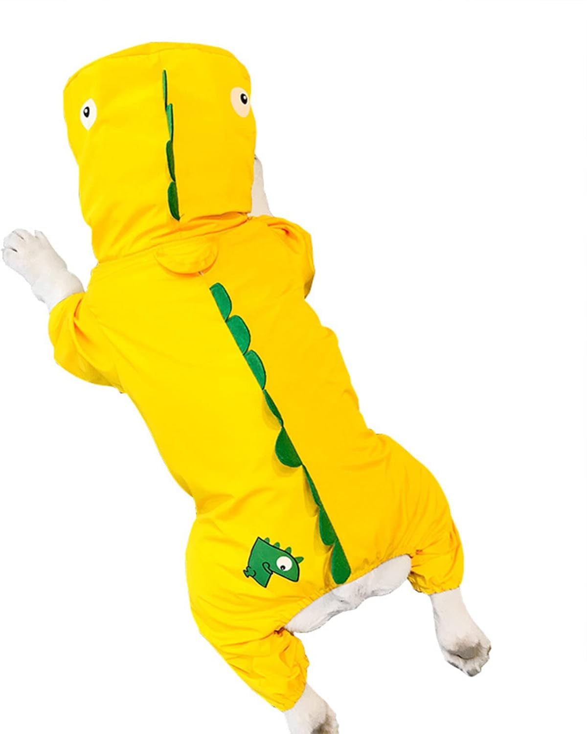 French Bulldog Raincoat Hooded Dinosaur Shape Waterproof Dog Jumpsuit Raincoat with Transparent Brim Rain Poncho Jacket Rainwear for Small Medium Dogs