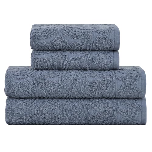 Buddemeyer Jogo de toalhas Florentina Extra Soft Banho Azul Escuro 4 peças