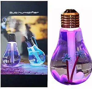 Paybox 400ml Colorful USB LED Night Light Bulb Mini Humidifier Micro Spray Hydrating Desktop Cool Mist Maker Sprayer Automatic Shut-Off Air Purifier for Home, Office, Bedroom (Multicolor)