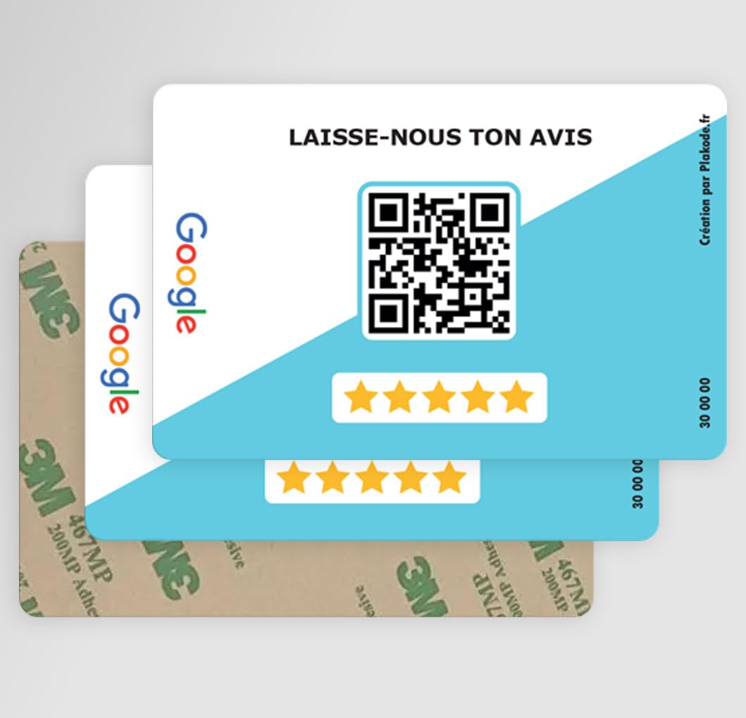 Carte QR Code Adhésif Avis Clients Format Carte de Visite Google Avis (Deux)