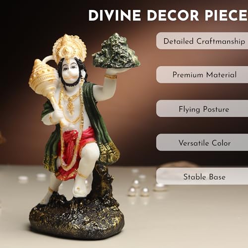Image of ARMONIA Hanuman Ji God Idol for Home Decor - 9 Inch Resin Bajrangbali Murti Figurine, Best Spiritual Gift for Wedding, Pooja Room, Car Dashboard, Living Room,Housewarming (Including Cloth)
